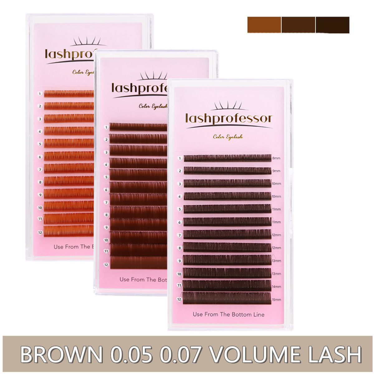 Eyelash Extension Medium - 0.05 0.07 Light/Medium/Dark Brown Russian Volume