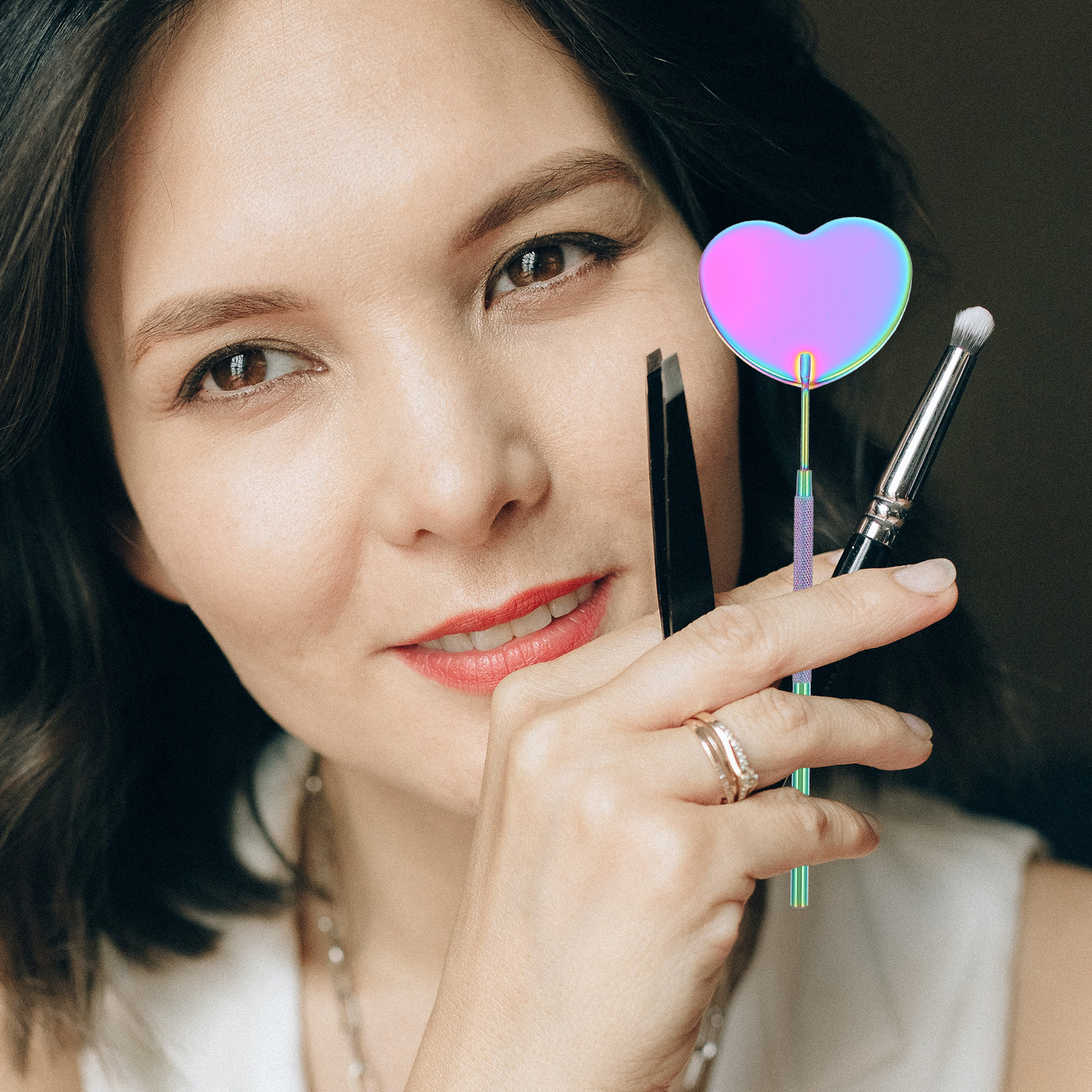 Eyelash Extension Equipment - Heart Shape Lash Extension Mirror Stainless