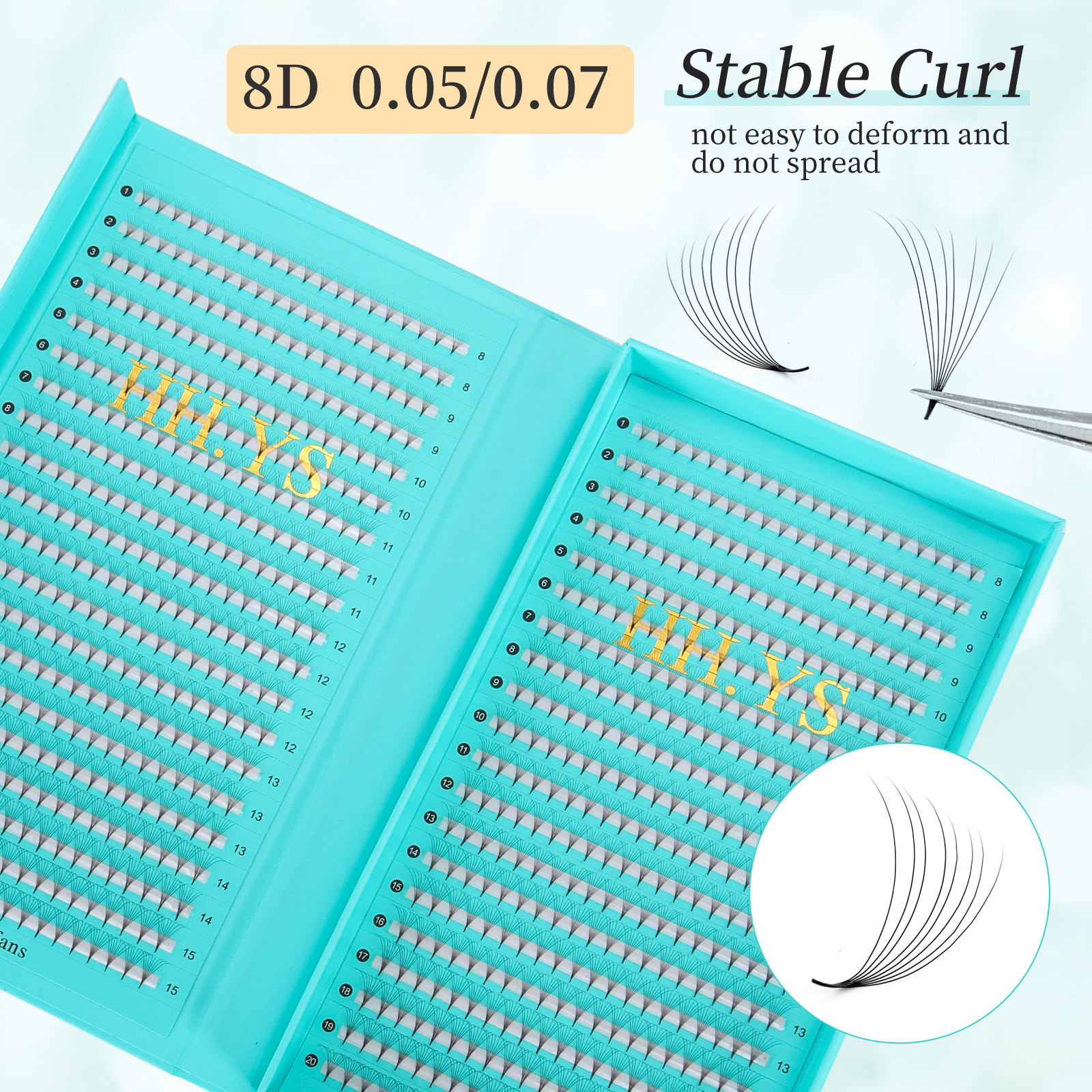 Eyelash Extension Medium - 800 Fans 8D 0.05/0.07 Roots Slim