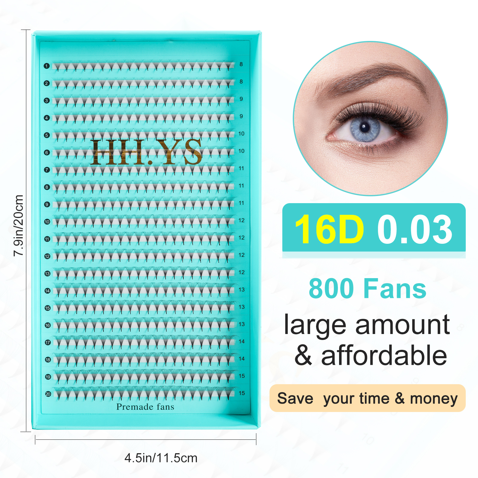 Eyelash Extension Medium - 800 Fans 16D 0.03 Thin Roots