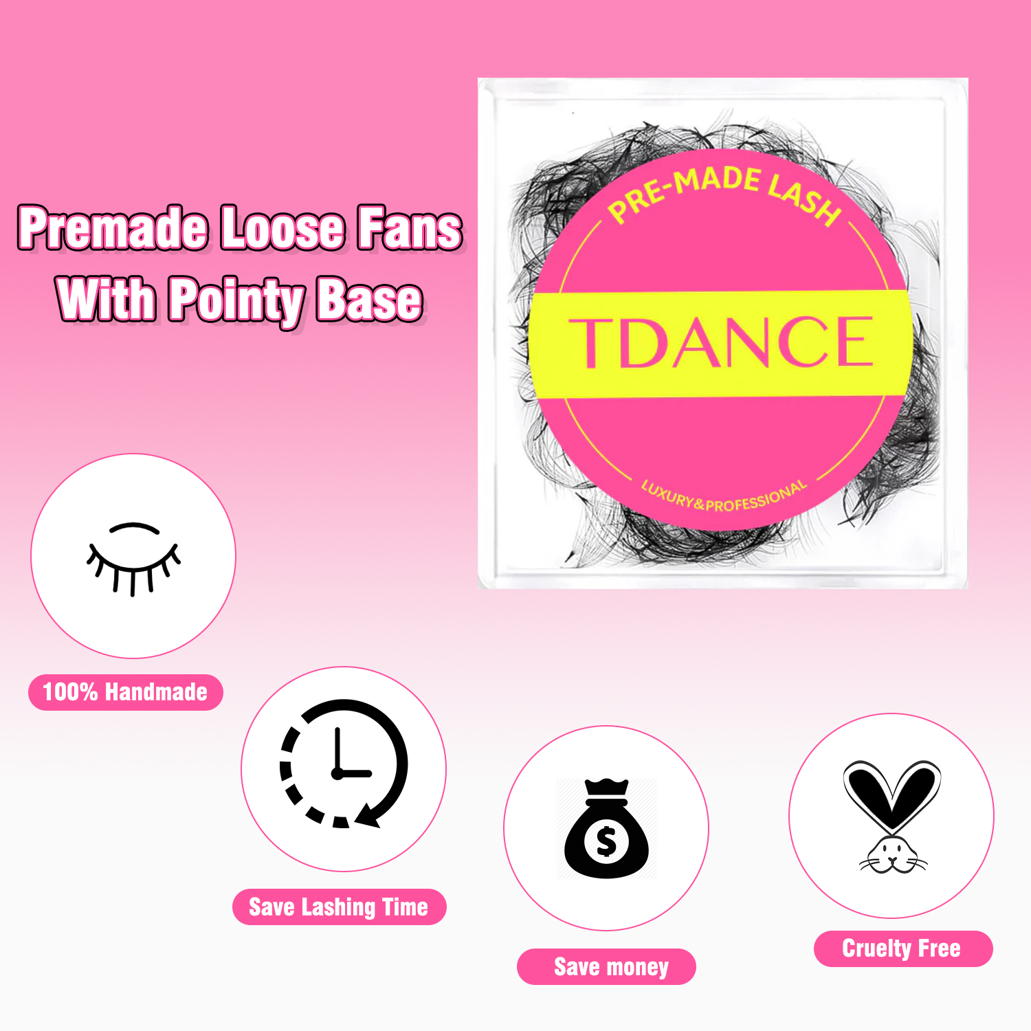 TDANCE Loose Fans Pointy Base  - огляд і ціна Eyelash Extension Medium