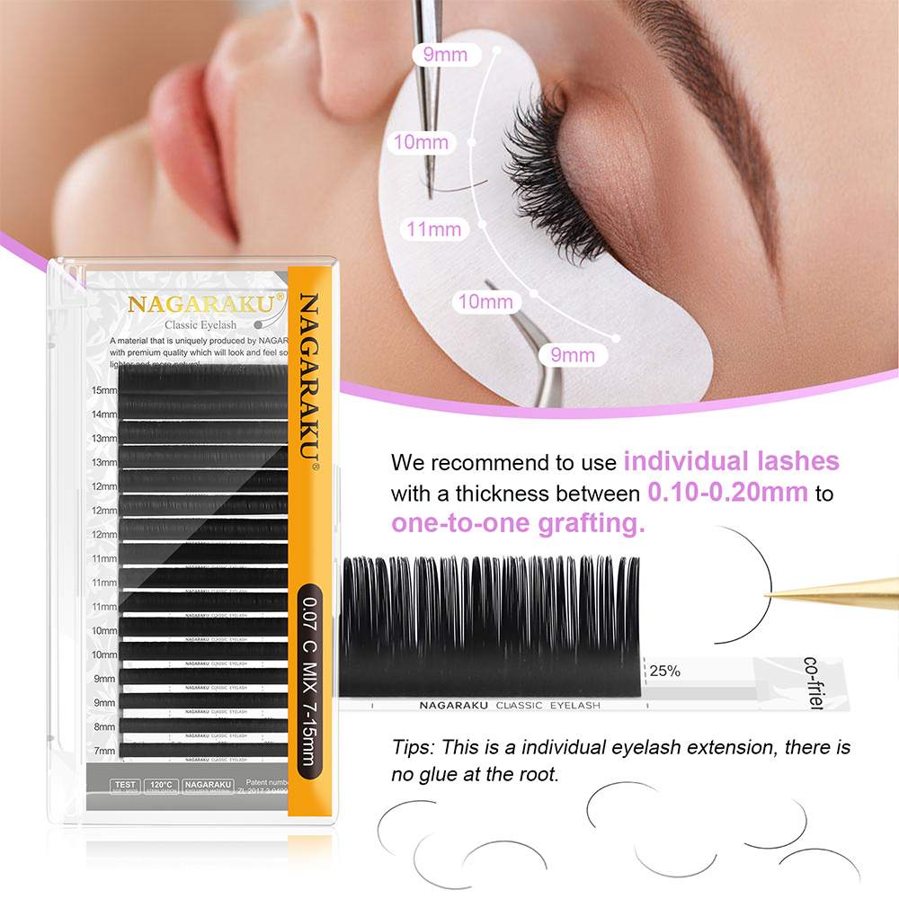 NAGARAKU 6 Cases Classic Mix E - огляд і ціна Eyelash Extension Natural Classic