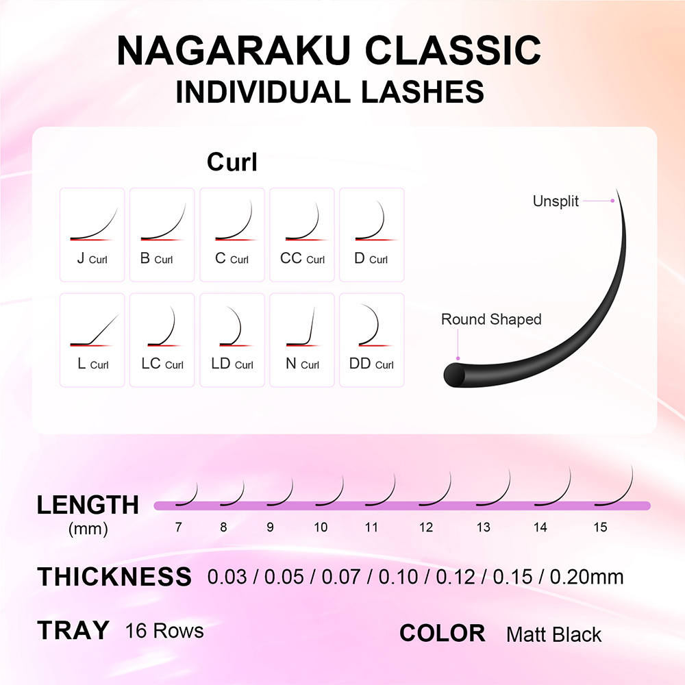 NAGARAKU 6 Cases Classic Mix E - огляд і ціна Eyelash Extension Natural Classic