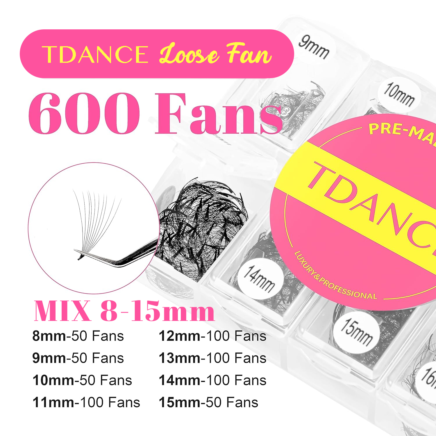 TDANCE 600 Fans Loose Fan Mixe - огляд і ціна Eyelash Extension Medium