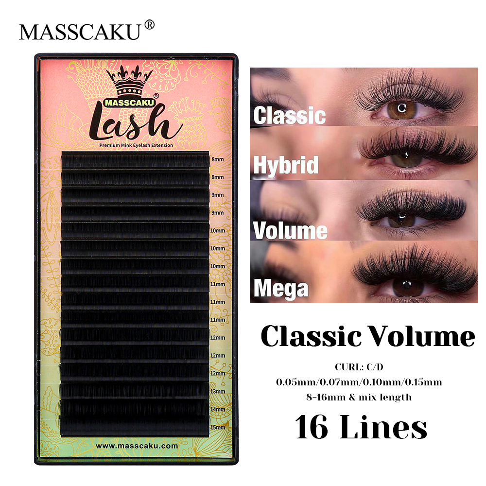 16 Lines MASSCAKU C D Curl Wat - огляд і ціна Eyelash Extension Natural Classic
