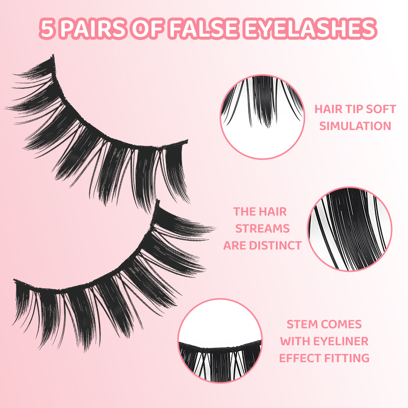 DINGSEN 5 Pairs Manga Lashes E - огляд і ціна Eyelash Extension Anime