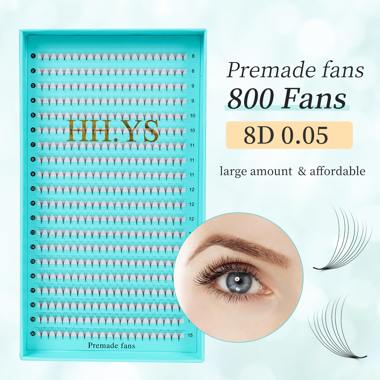 800 Fans 8D 0.05/0.07 Roots Sl - огляд і ціна Eyelash Extension Medium