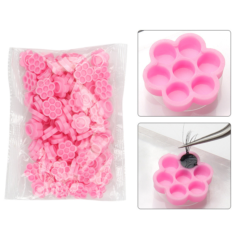 100 Pcs Pink Flower Glue Delay - огляд і ціна Eyelash Extension Double Lash