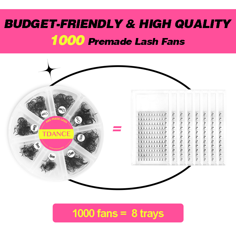 TDANCE 1000 Fans Loose Fan Mix - огляд і ціна Eyelash Extension Medium